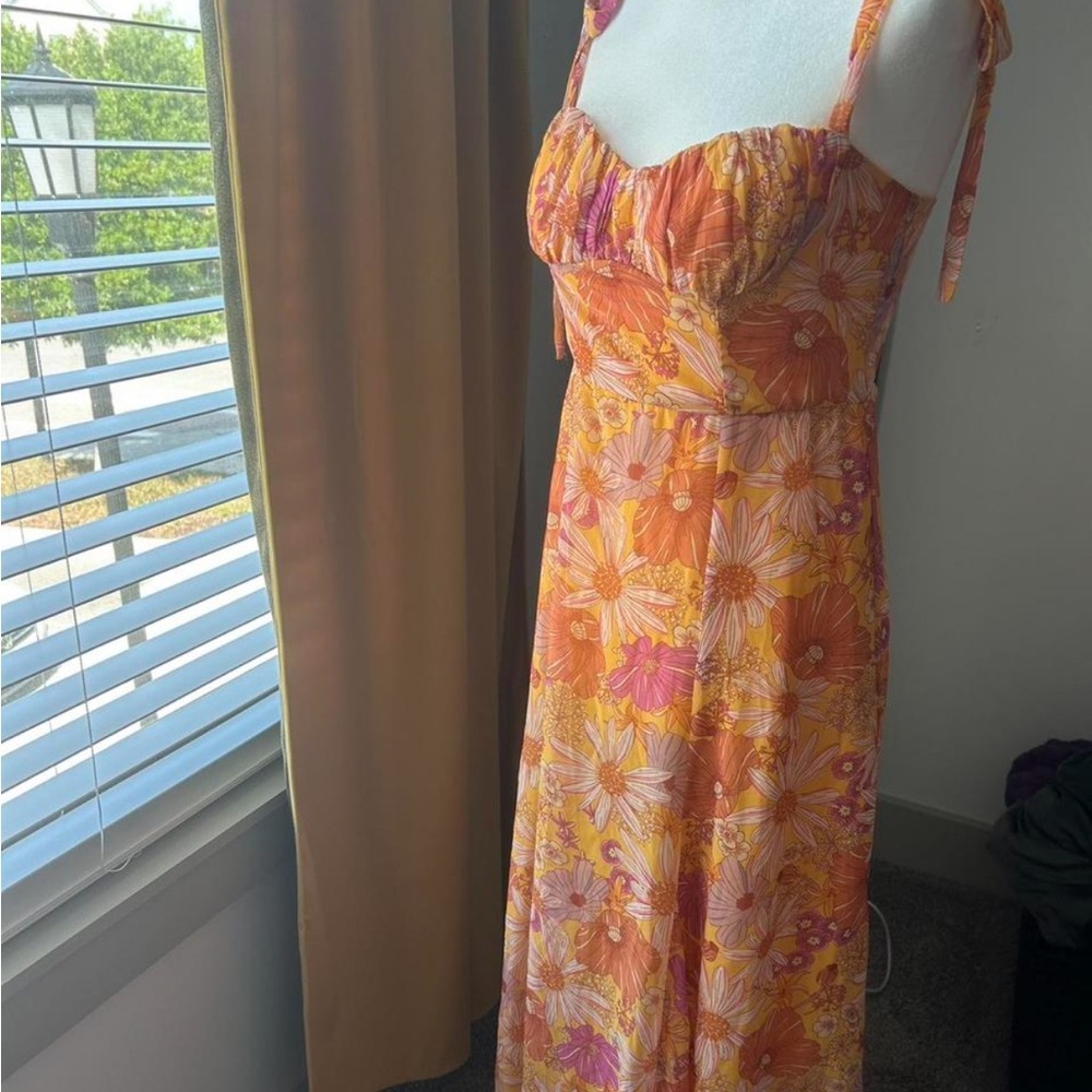 Hello Molly Orange Pink Spaghetti Strap Sundress